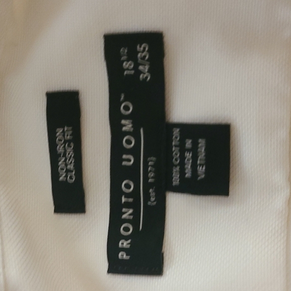 3/$20 Pronto Uomo Cream Non-Iron Button-Up Dress Shirt - Picture 4 of 6